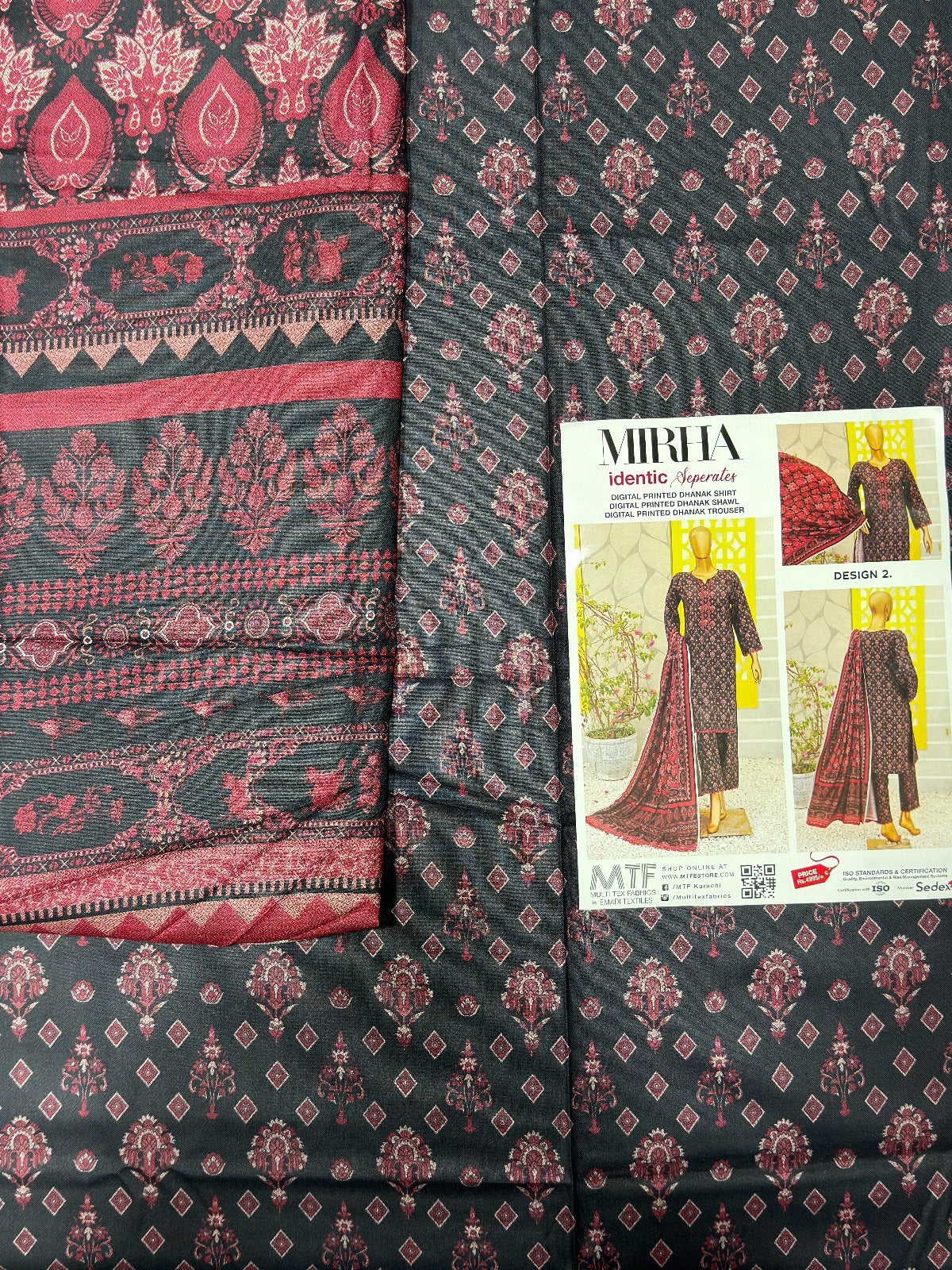 Mirha 3 Piece Digital Printed Dhanak Suit – Winter Collection