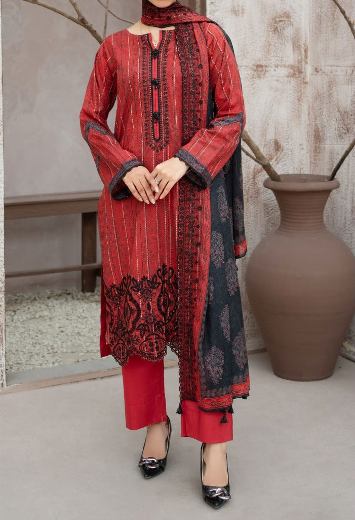 MEHAK 3-Piece Unstitched Lawn Suit – Embroidered Cutwork Collection – Luxury Lawn – Digital Heavy Embroidery Front, Cutwork Daman & Dupatta – Women’s Fashion Pakistan
