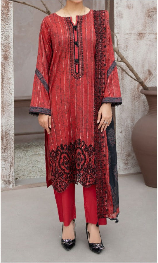 MEHAK 3-Piece Unstitched Lawn Suit – Embroidered Cutwork Collection – Luxury Lawn – Digital Heavy Embroidery Front, Cutwork Daman & Dupatta – Women’s Fashion Pakistan
