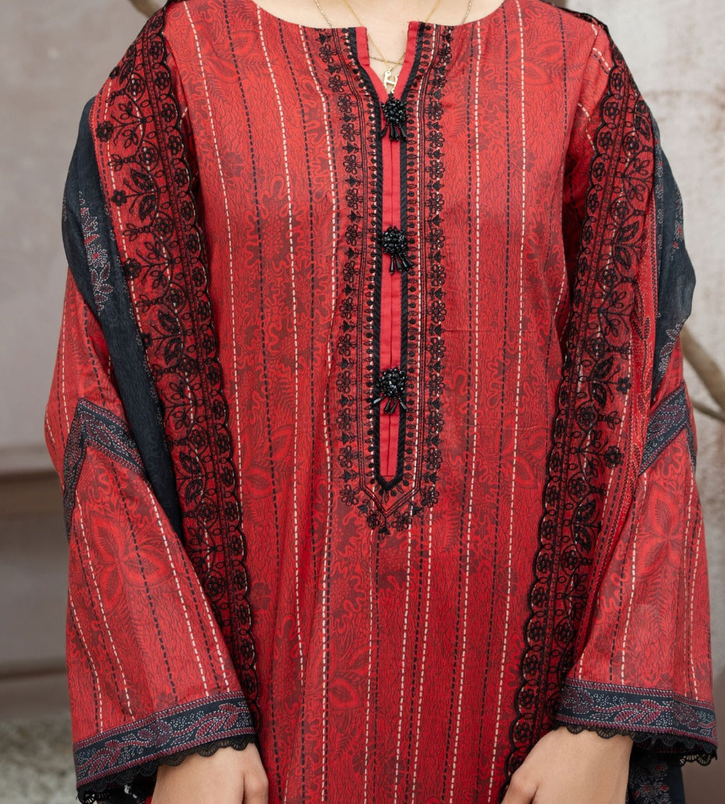 MEHAK 3-Piece Unstitched Lawn Suit – Embroidered Cutwork Collection – Luxury Lawn – Digital Heavy Embroidery Front, Cutwork Daman & Dupatta – Women’s Fashion Pakistan
