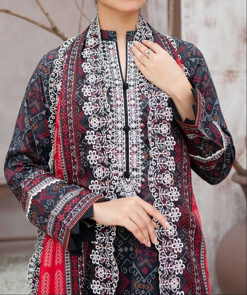 MEHAK 3-Piece Unstitched Lawn Suit – Embroidered Cutwork Collection – Luxury Lawn – Digital Heavy Embroidery Front, Cutwork Daman & Dupatta – Women’s Fashion Pakistan
