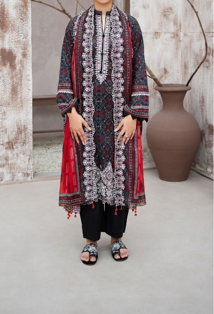 MEHAK 3-Piece Unstitched Lawn Suit – Embroidered Cutwork Collection – Luxury Lawn – Digital Heavy Embroidery Front, Cutwork Daman & Dupatta – Women’s Fashion Pakistan
