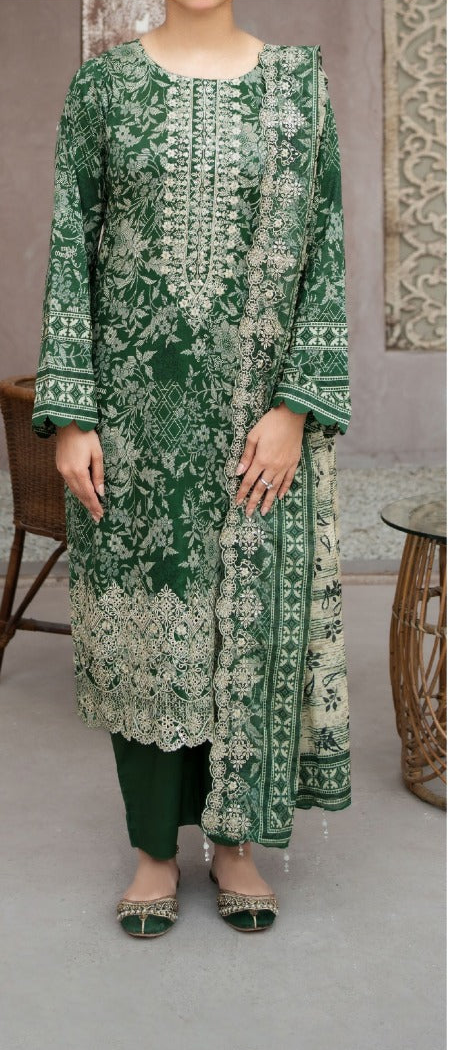 MEHAK 3-Piece Unstitched Lawn Suit – Embroidered Cutwork Collection – Women’s Fashion Pakistan