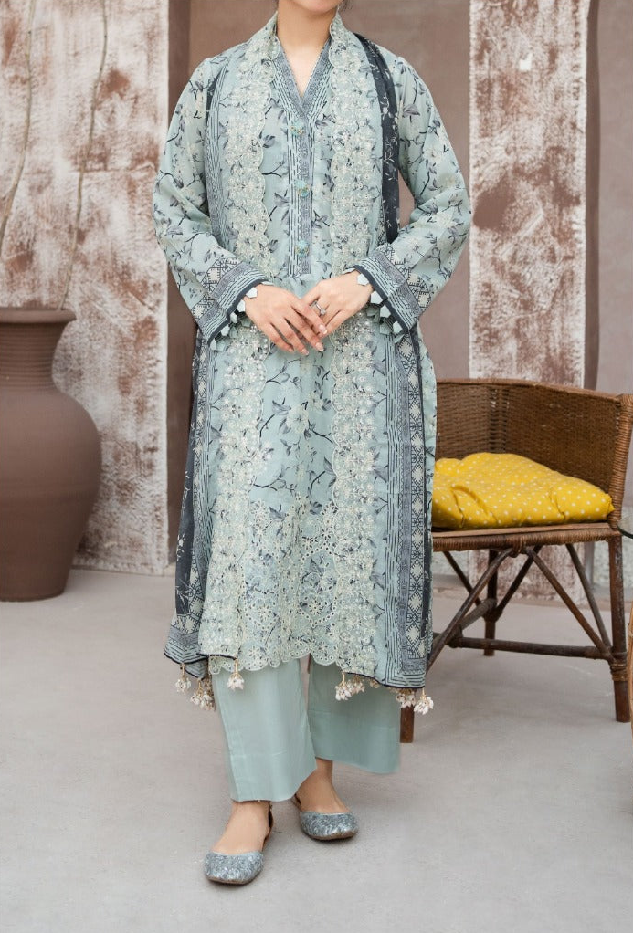 MEHAK 3-Piece Unstitched Lawn Suit – Embroidered Cutwork Collection – Luxury Lawn – Digital Heavy Embroidery Front, Cutwork Daman & Dupatta – Women’s Fashion Pakistan
