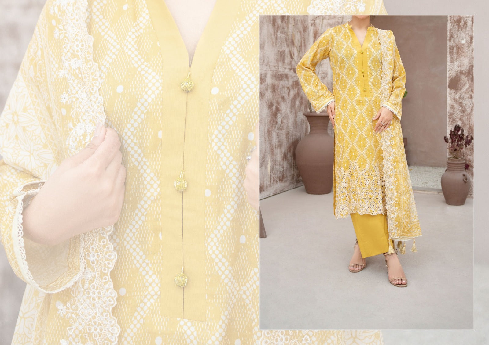 MEHAK 3-Piece Unstitched Lawn Suit – Embroidered Cutwork Collection – Luxury Lawn – Digital Heavy Embroidery Front, Cutwork Daman & Dupatta – Women’s Fashion Pakistan
