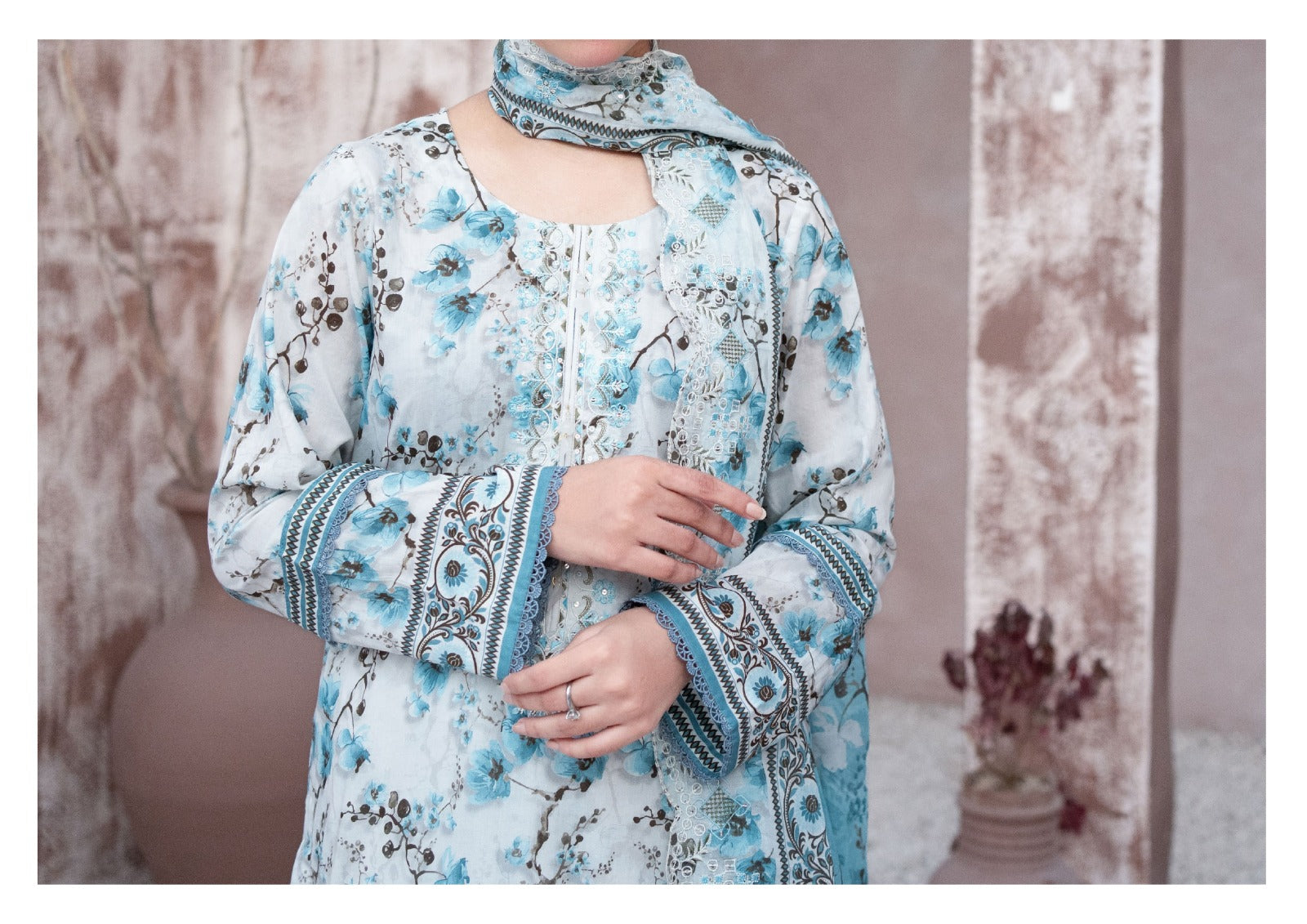 MEHAK 3-Piece Unstitched Lawn Suit – Embroidered Cutwork Collection – Luxury Lawn – Digital Heavy Embroidery Front, Cutwork Daman & Dupatta – Women’s Fashion Pakistan
