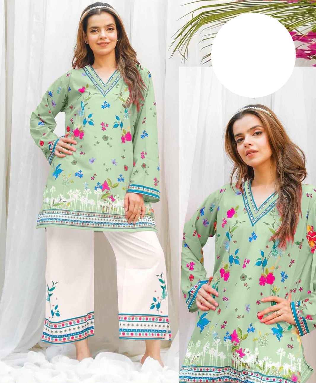 front & back printed swiss lawn cord set