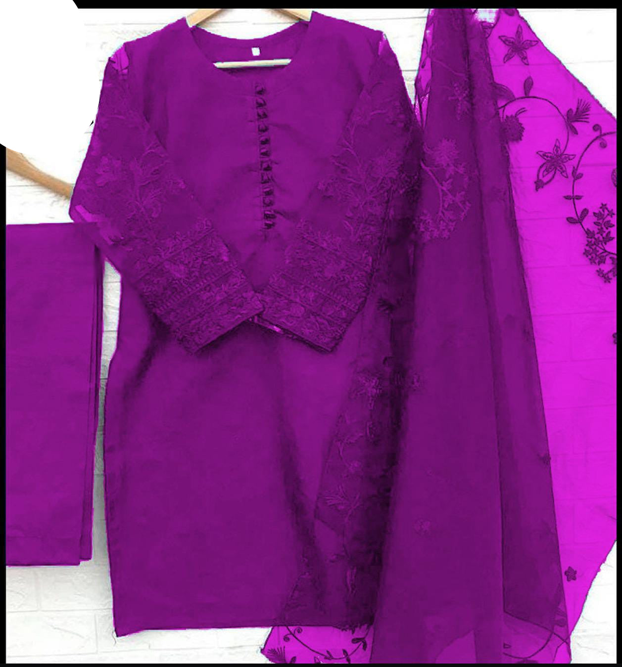 3pc organza stitched suit with dupatta