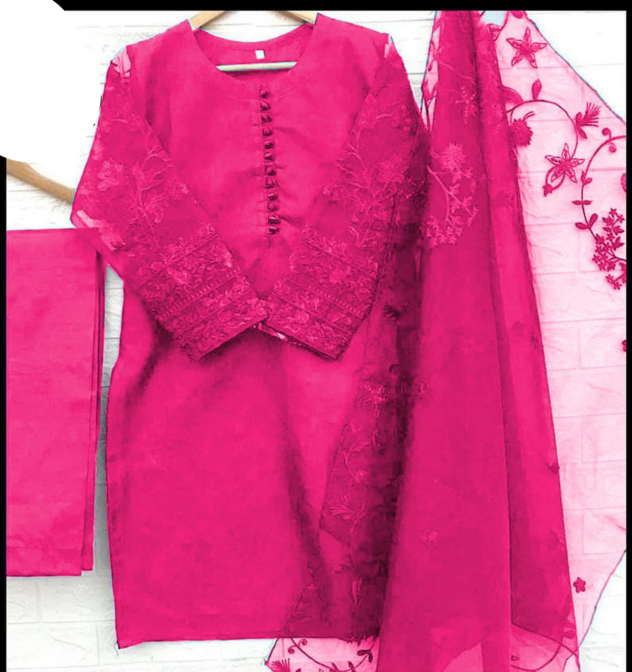 3pc organza stitched suit with dupatta