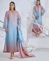 Two Tone Tie & Dye Swiss Lawn 3PC Stitched Suit with Neck Lace Work & Monar Dupatta