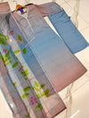 Two Tone Tie & Dye Swiss Lawn 3PC Stitched Suit with Neck Lace Work & Monar Dupatta
