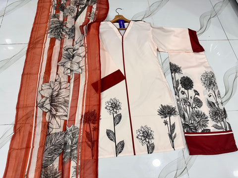 crepe swiss printed 3pc suit