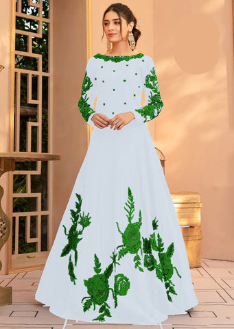 Heavy Embroidered Shamoz Silk Maxi Dress – Stitched