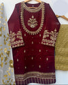 Handwork & Embroidered Organza 3PC Stitched Suit with Embroidered Dupatta