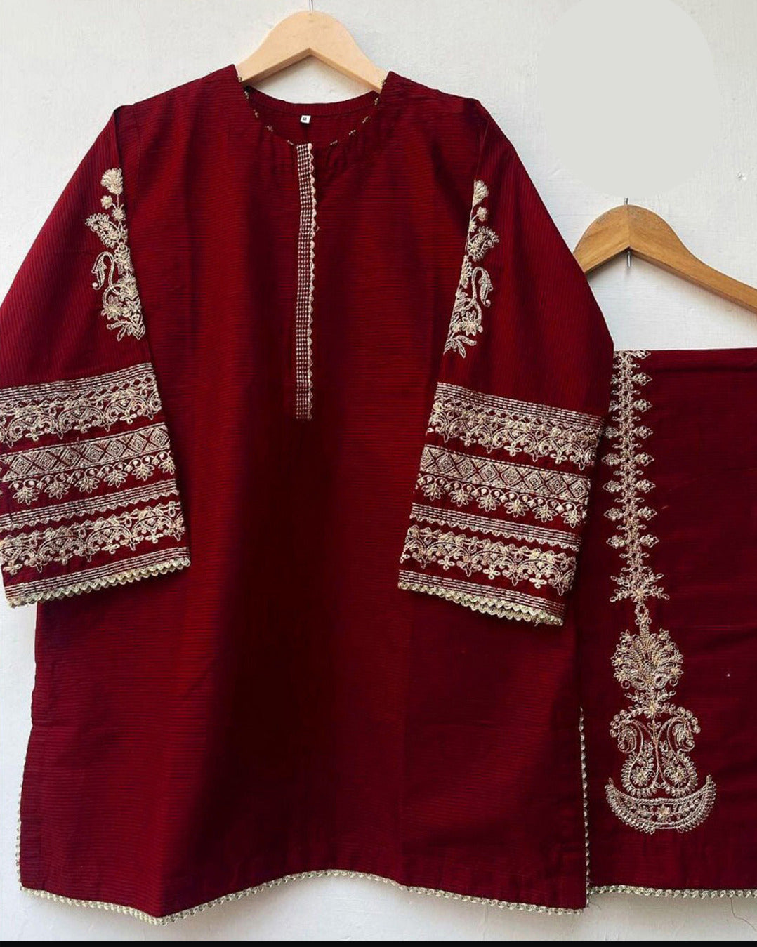 shamose silk embroidered stitched suit