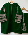 embroidered sleeves lace work suit
