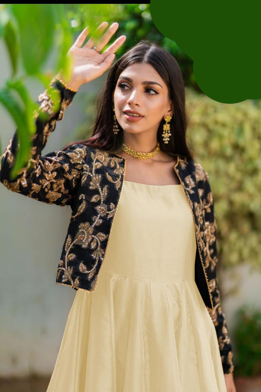 velvet embroidered koti stitched set