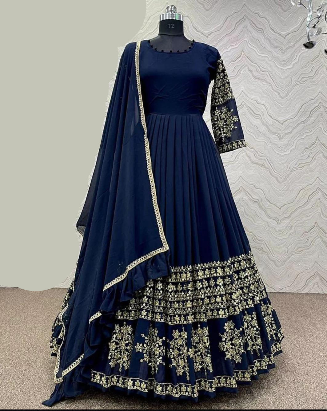 Mini Star Heavy Embroidered Shamose Silk Maxi 3PC Stitched Suit with Lace Dupatta
