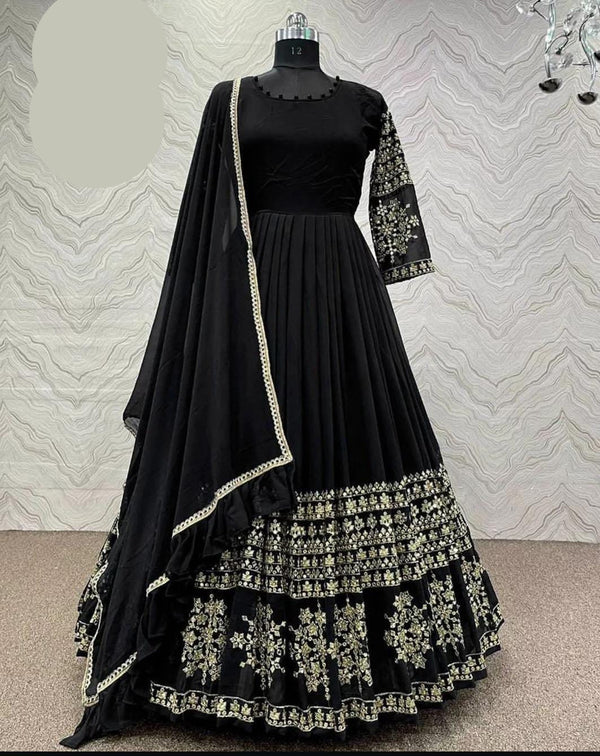 Mini Star Heavy Embroidered Shamose Silk Maxi 3PC Stitched Suit with Lace Dupatta