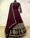 Mini Star Heavy Embroidered Shamose Silk Maxi 3PC Stitched Suit with Lace Dupatta