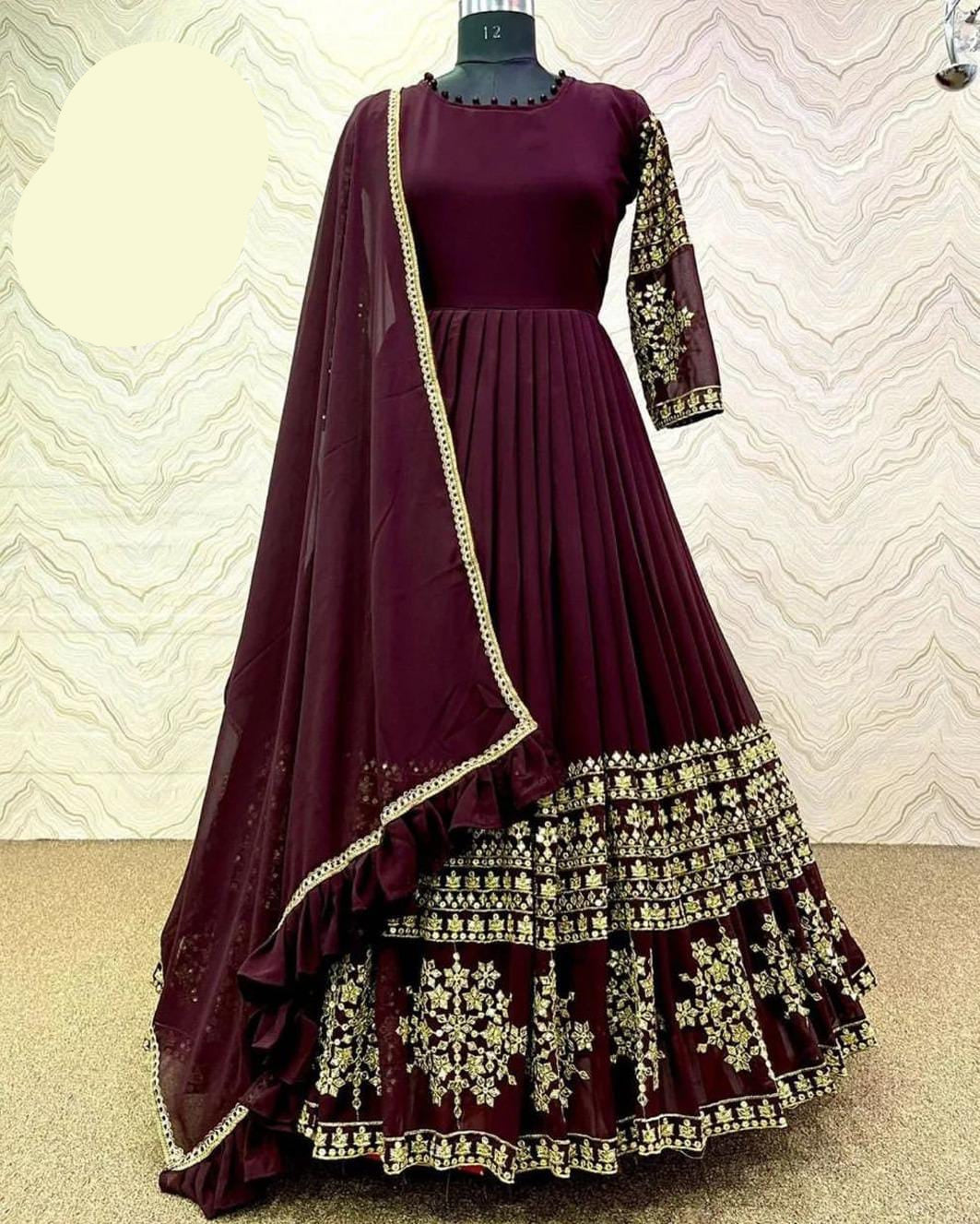 Mini Star Heavy Embroidered Shamose Silk Maxi 3PC Stitched Suit with Lace Dupatta