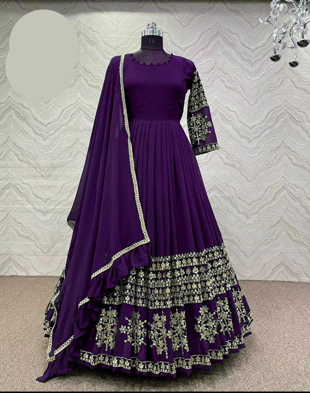 Mini Star Heavy Embroidered Shamose Silk Maxi 3PC Stitched Suit with Lace Dupatta