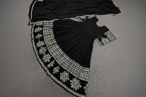 Mini Star Heavy Embroidered Shamose Silk Maxi 3PC Stitched Suit with Lace Dupatta