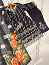 Polka Printed Swiss Lawn 3PC Stitched Suit with Embroidered Patches & Monar Lawn Dupatta