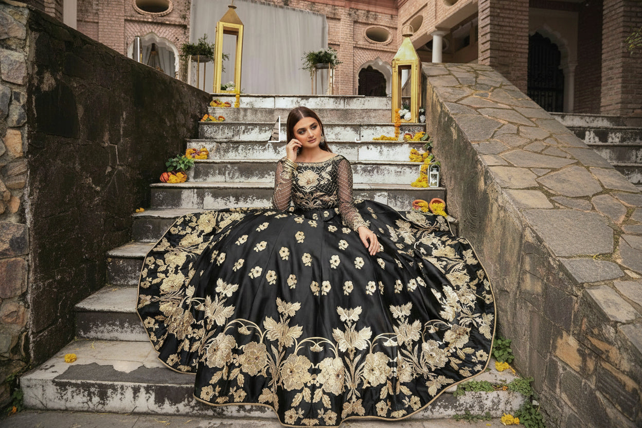 shamose silk long flare skirt stitched