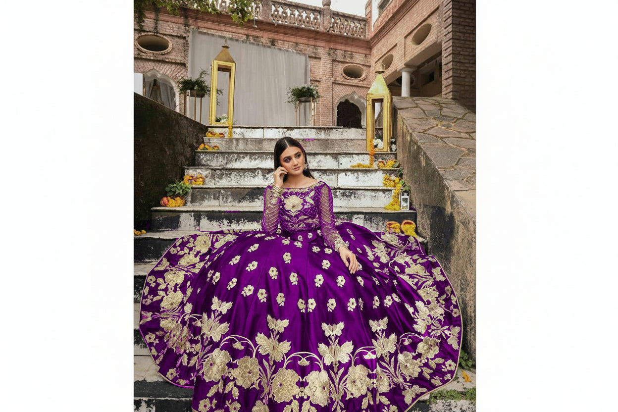 shamose silk long flare skirt stitched