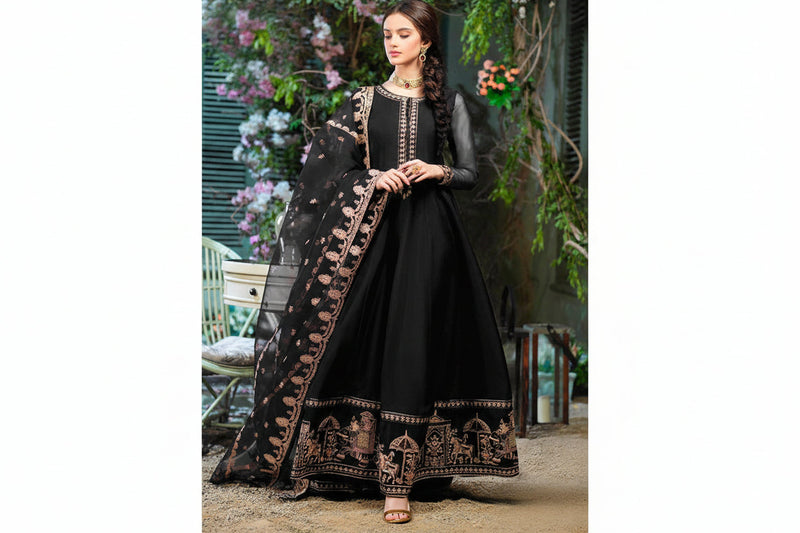 shahi embroidered chiffon maxi stitched suit