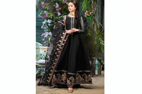 shahi embroidered chiffon maxi stitched suit