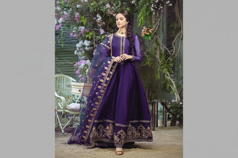 shahi embroidered chiffon maxi stitched suit