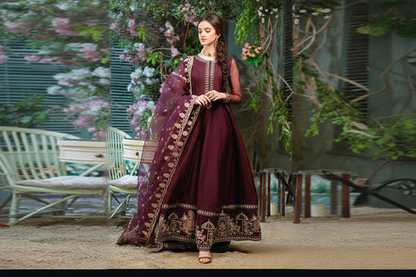 shahi embroidered chiffon maxi stitched suit