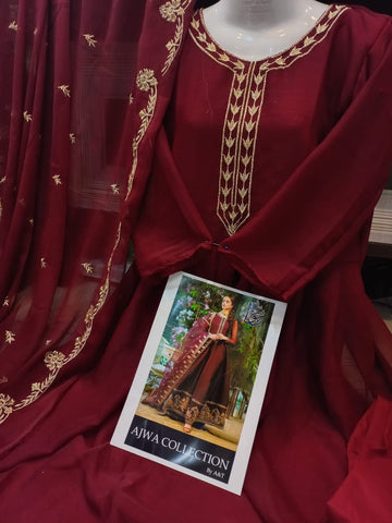 3pc stitched maxi suit with dupatta