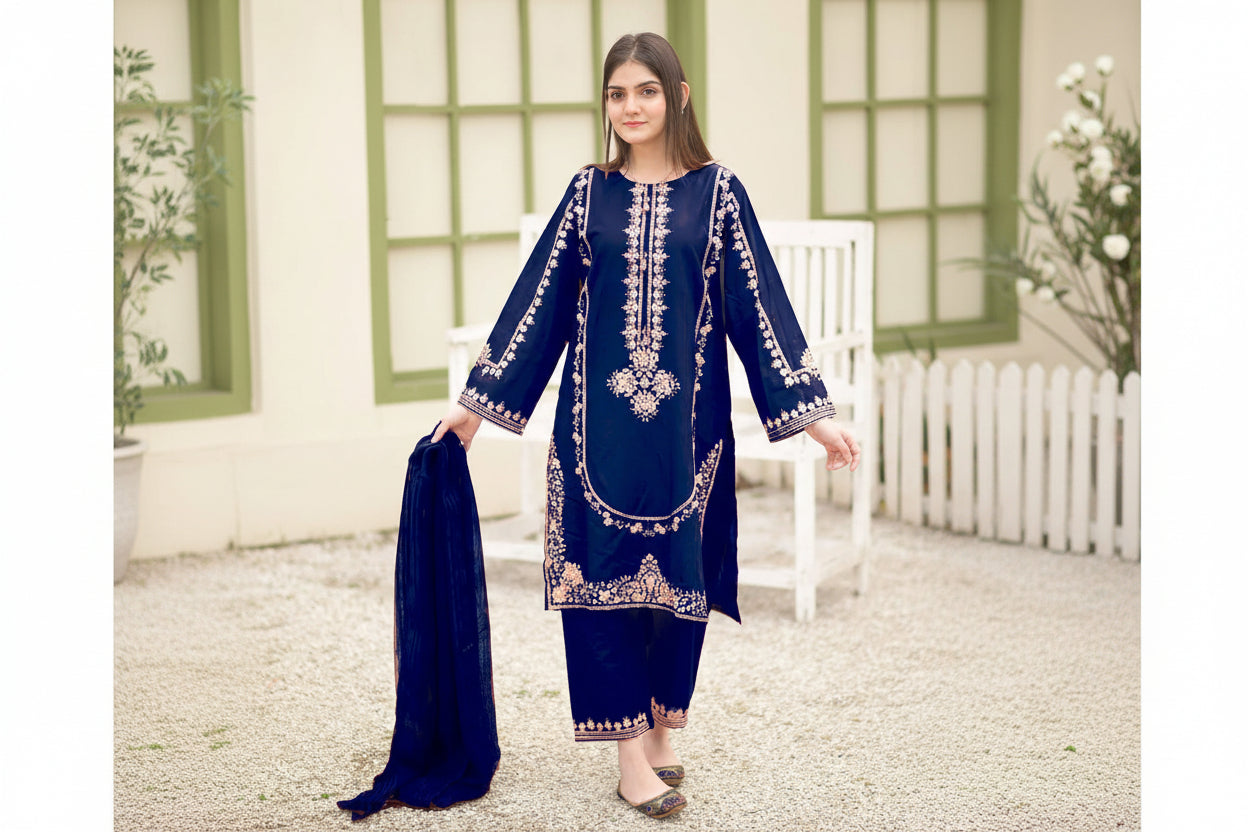 shamose silk stitched suit Pakistan