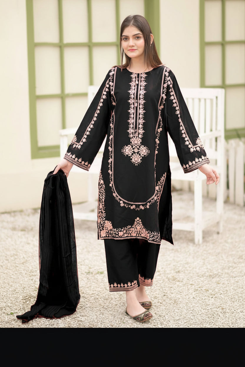 3pc sequence embroidered ladies suit