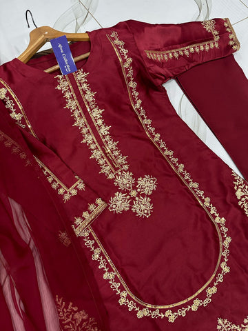 festive embroidered stitched suit