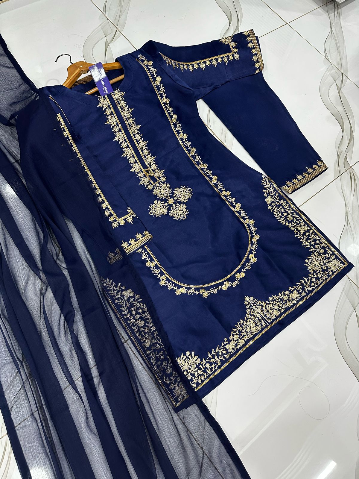 sequence embroidered stitched suit for women