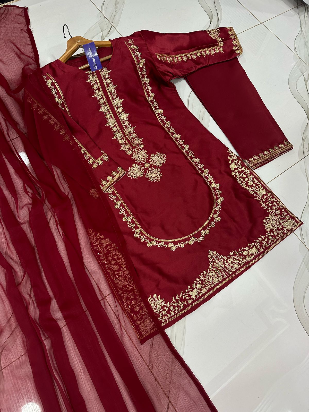 festive embroidered stitched suit