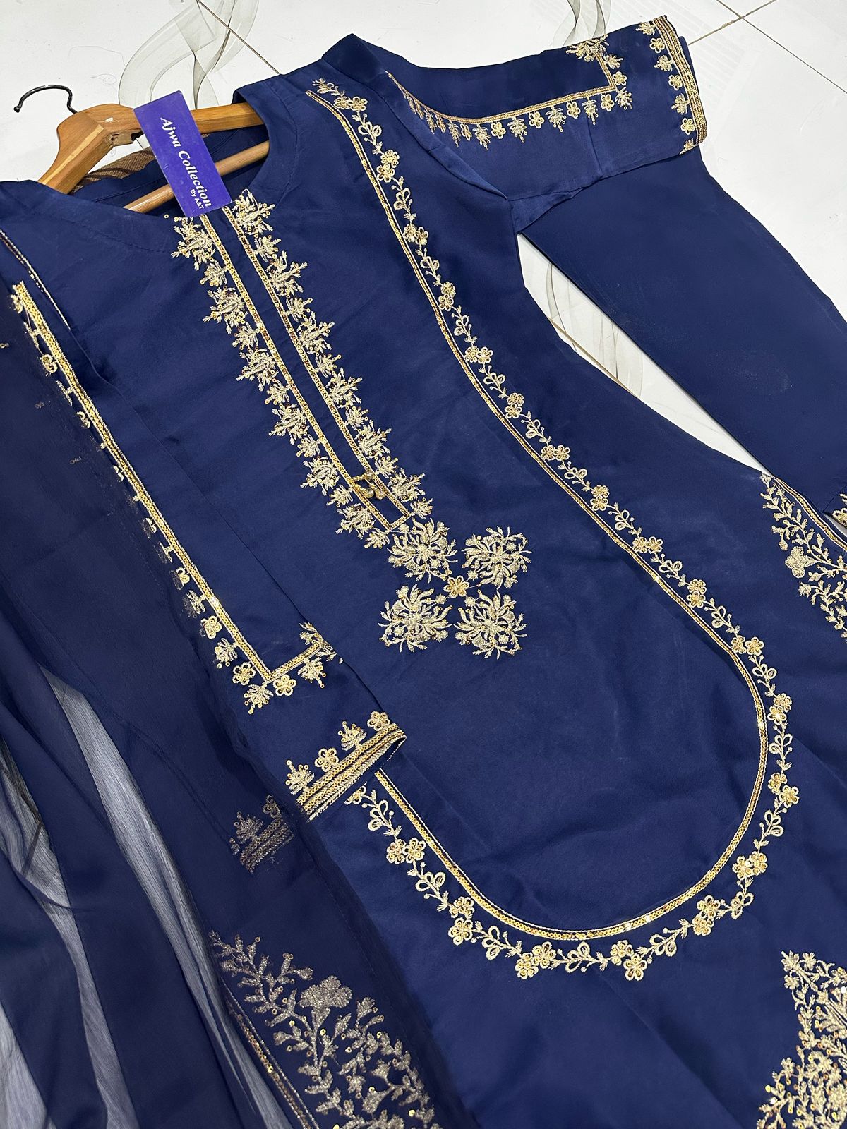 sequence embroidered stitched suit for women