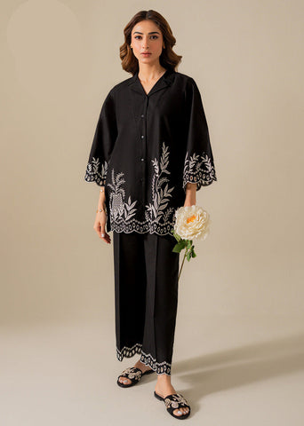 Kaaj Button Cotton Chikankari Embroidery 2PC Cord Set (Shirt & Trouser)