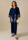 Kaaj Button Cotton Chikankari Embroidery 2PC Cord Set (Shirt & Trouser)