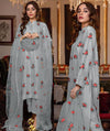 Rose Embroidered Shamose Silk 3PC Stitched Suit with Dupatta