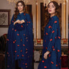 Rose Embroidered Shamose Silk 3PC Stitched Suit with Dupatta
