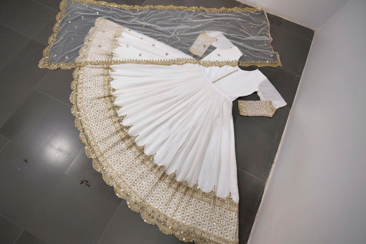 Heavy Sequence Embroidered Chiffon Maxi 3PC Stitched Suit with Sequence Dupatta