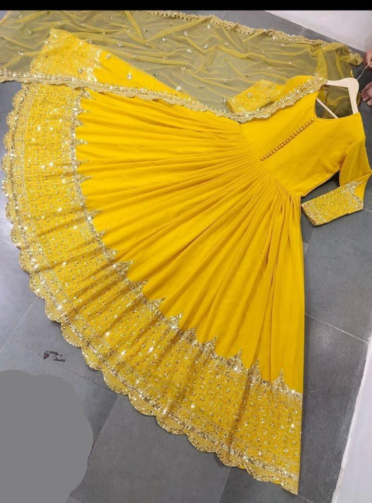 Heavy Sequence Embroidered Chiffon Maxi 3PC Stitched Suit with Sequence Dupatta