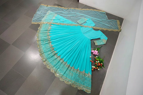 Heavy Sequence Embroidered Chiffon Maxi 3PC Stitched Suit with Sequence Dupatta
