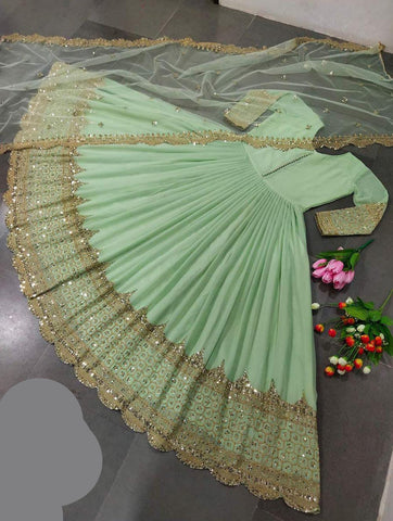 Heavy Sequence Embroidered Chiffon Maxi 3PC Stitched Suit with Sequence Dupatta