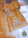White Embroidered Organza 3PC Stitched Suit with Lace Work & Embroidered Dupatta